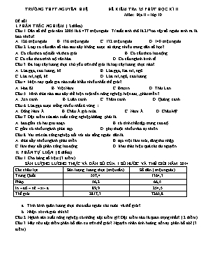 Đề kiểm tra 25 phút học kỳ II môn Địa lý Lớp 10 - Trường THPT Nguyễn Huệ